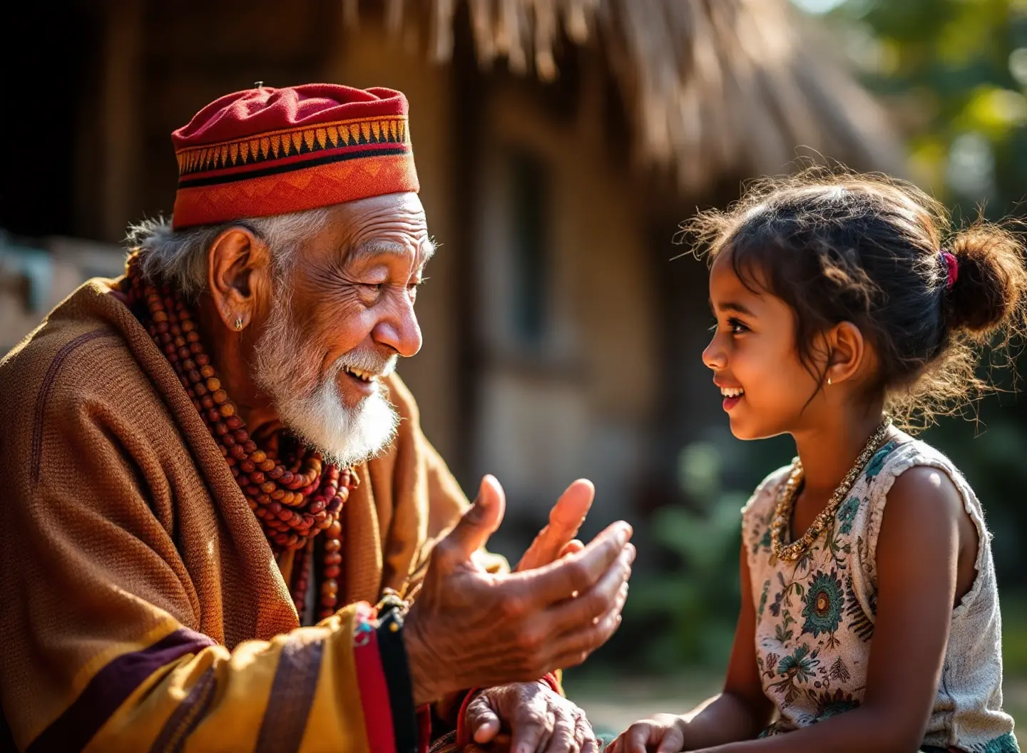 Elder and youth in intergenerational community connection